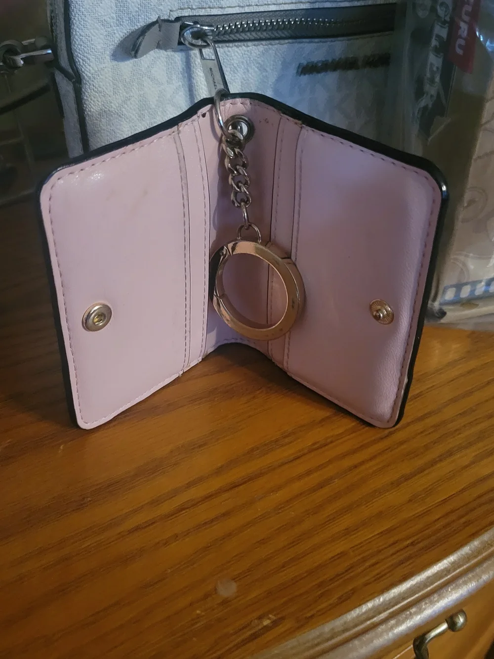 Victoria's Secret Black Wallet with Pink and Light Purple Rose Print - Picture 2 of 3